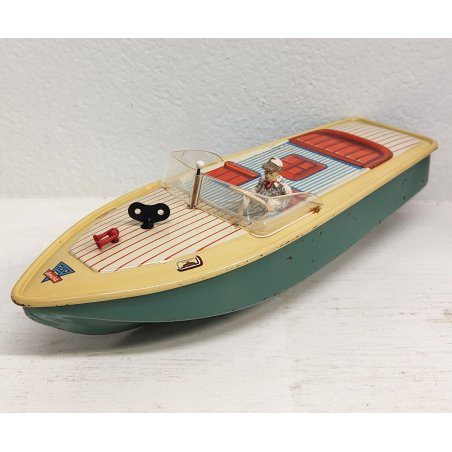 RARO Arnold MOTOSCAFO antico giocattolo latta OLD SPEED BOAT TIN TOY anni 40