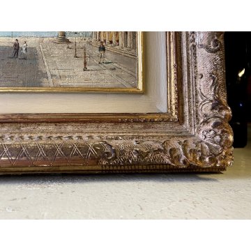 ANTICO QUADRO OLIO A. Ferrari Piazza San Marco VEDUTA FIGURE VENEZIA VEDUTISMO