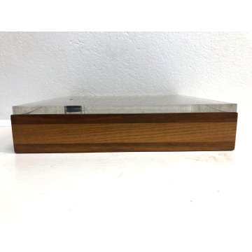 SCATOLA CASSETTO LEGNO COPERCHIO LUCITE MODERN DESIGN F. Botta 30x30x6,5 cm 1973