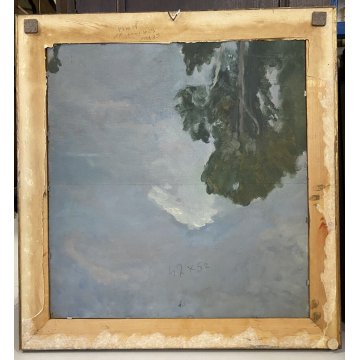 QUADRO OLIO Sergio Bonfantini PAESAGGIO RURALE VEDUTA PIANURA ESPRESSIONISMO 900