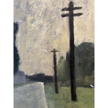 QUADRO OLIO Sergio Bonfantini PAESAGGIO RURALE VEDUTA PIANURA ESPRESSIONISMO 900