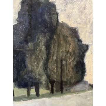 QUADRO OLIO Sergio Bonfantini PAESAGGIO RURALE VEDUTA PIANURA ESPRESSIONISMO 900