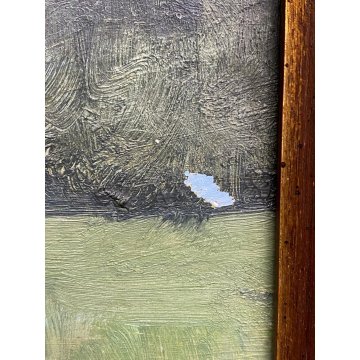 QUADRO OLIO Sergio Bonfantini PAESAGGIO RURALE VEDUTA PIANURA ESPRESSIONISMO 900