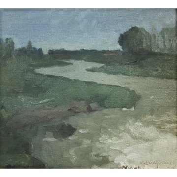 QUADRO OLIO Sergio Bonfantini PAESAGGIO PIANURA NOVARESE CANALE ESPRESSIONISMO