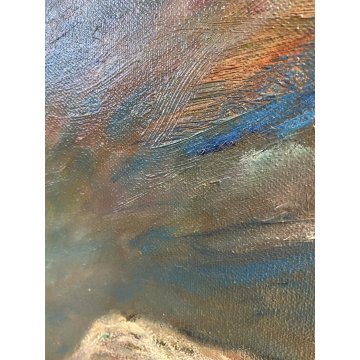 QUADRO DIPINTO OLIO TELA F. Gonzaga "Cavaliere rosso al galoppo" CAVALLO 1967