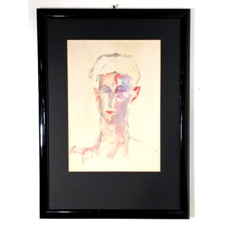 DIPINTO OLIO Ernesto Treccani RITRATTO ASTRATTO VOLTO FIGURA FOTO AUTENTICA 1972