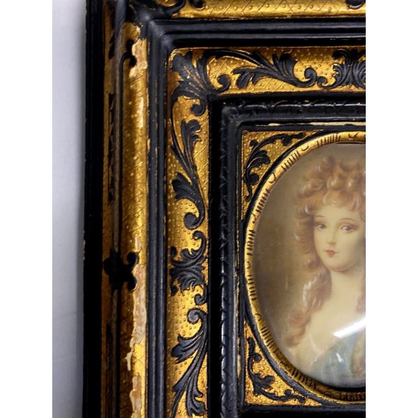 Quadro In Miniatura Per Casa Delle Bambole - Dama Georgiana, Cornice Ovale Oro, Scala 1:12 - Foto 3