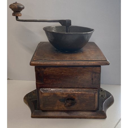 ANTICO MACINA CAFFE MACININO COFFEE GRINDER vecchio LEGNO FERRO BATTUTO '800