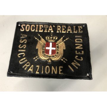 TARGA ISEGNA LATTA SOCIETA REALE ASSICURAZIONE INCENDIO 1800 REGNO  ITALIA OLD