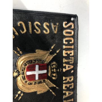 TARGA ISEGNA LATTA SOCIETA REALE ASSICURAZIONE INCENDIO 1800 REGNO  ITALIA OLD