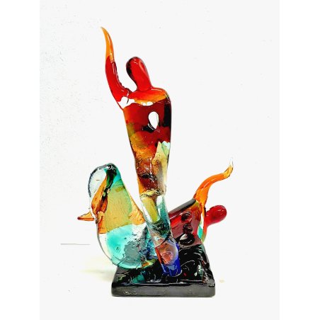 GRANDE SCULTURA VETRO MURANO FIGURE ART SCULPTURE MAN WOMAN LOVERS DANCERS '900
