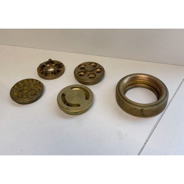 ANTICA TRAFILA IN BRONZO 4 FORMATI PASTA CUCINA STAMPO TORCHIO STRUMENTO EPOCA