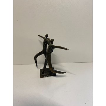 ANTICA SCULTURA STATUA METALLO BRONZATO ABBRACCIO felicità DESIGN vintage