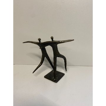 ANTICA SCULTURA STATUA METALLO BRONZATO ABBRACCIO felicità DESIGN vintage
