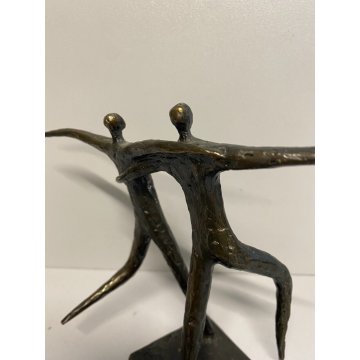 ANTICA SCULTURA STATUA METALLO BRONZATO ABBRACCIO felicità DESIGN vintage