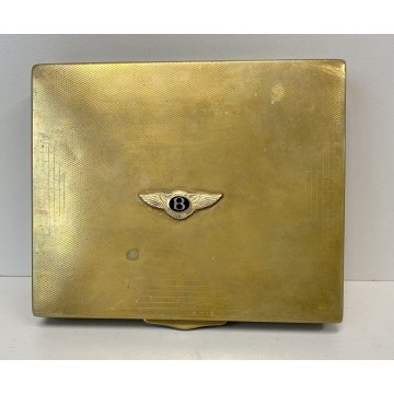 BENTLEY BOX AUTO GADGET COFANETTO OTTONE STEMMA LOGO SCATOLA LEGNO SCRIVANIA OLD