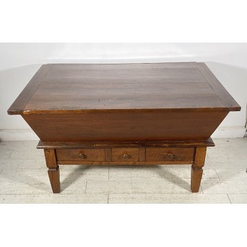 ANTICA MADIA EPOCA LEGNO MASSELLO NOCE 1800 CASSA PIANO RIMUOVIBILE CREDENZA