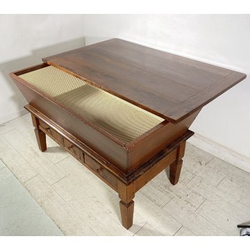 ANTICA MADIA EPOCA LEGNO MASSELLO NOCE 1800 CASSA PIANO RIMUOVIBILE CREDENZA