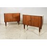 COPPIA COMODINI DESIGN ANNI 70 CAMERA LETTO VINTAGE LEGNO MARMO OTTONE OLD 2 ANT