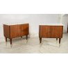COPPIA COMODINI DESIGN ANNI 70 CAMERA LETTO VINTAGE LEGNO MARMO OTTONE OLD 2 ANT