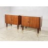 COPPIA COMODINI DESIGN ANNI 70 CAMERA LETTO VINTAGE LEGNO MARMO OTTONE OLD 2 ANT
