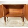 COPPIA COMODINI DESIGN ANNI 70 CAMERA LETTO VINTAGE LEGNO MARMO OTTONE OLD 2 ANT