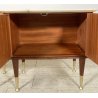 COPPIA COMODINI DESIGN ANNI 70 CAMERA LETTO VINTAGE LEGNO MARMO OTTONE OLD 2 ANT