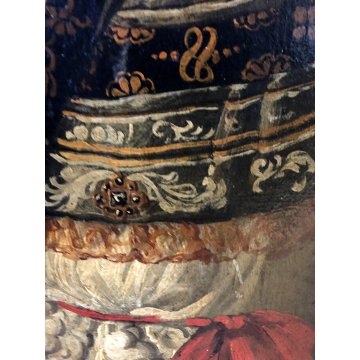 ANTICO QUADRO RITRATTO FEMMINILE GIOVANE DAMA NOBILDONNA PERLE EPOCA '700