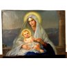 ANTICO DIPINTO RITRATTO MADONNA con GESU' BAMBINO MATERNITA' NATIVITA' RELIGIOSO
