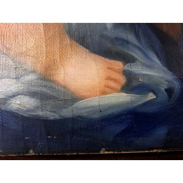 ANTICO DIPINTO RITRATTO MADONNA con GESU' BAMBINO MATERNITA' NATIVITA' RELIGIOSO