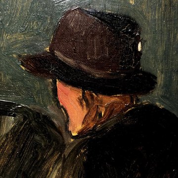 QUADRO DIPINTO OLIO Giuseppe Malagodi SCENA GENERE OSTERIA UOMINI TAVOLO VINO
