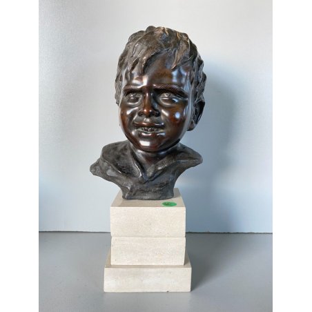 SCULTURA BRONZO Vincenzo Cinque TESTA BAMBINO ITALIA BUSTO DI FANCIULLO VOLTO