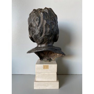 SCULTURA BRONZO Vincenzo Cinque TESTA BAMBINO ITALIA BUSTO DI FANCIULLO VOLTO