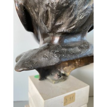 SCULTURA BRONZO Vincenzo Cinque TESTA BAMBINO ITALIA BUSTO DI FANCIULLO VOLTO