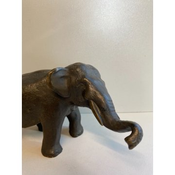 ANTICA SCULTURA STATUA BRONZO ELEFANTE  FIRMATO CINA CINESE SAFARI PRIMO '900