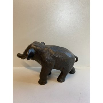 ANTICA SCULTURA STATUA BRONZO ELEFANTE  FIRMATO CINA CINESE SAFARI PRIMO '900