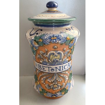 ANTICO ALBARELLO CERAMICA FARMACIA "boccioni" FOGLIACEO BETONICA VASO MEDICO OLD
