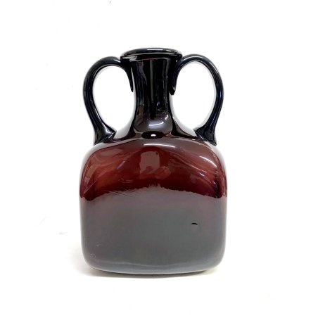 VASO BIANSATO VETRO SOFFIATO AMETISTA Blenko DESIGN MID CENTURY HANDLE VASE USA