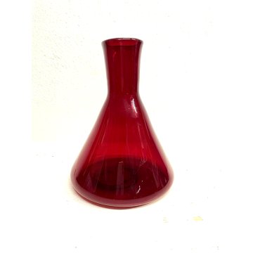 VASO MONOFIORE BOTTIGLIA LABORATORIO VETRO SOFFIATO ROSSO ZIRCONIO 22 cm/h '900