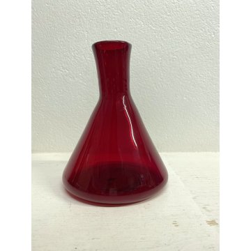 VASO MONOFIORE BOTTIGLIA LABORATORIO VETRO SOFFIATO ROSSO ZIRCONIO 22 cm/h '900