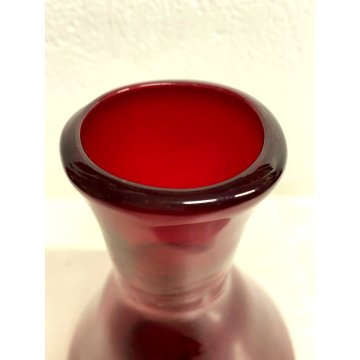 VASO MONOFIORE BOTTIGLIA LABORATORIO VETRO SOFFIATO ROSSO ZIRCONIO 22 cm/h '900