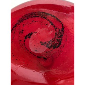 VASO MONOFIORE BOTTIGLIA LABORATORIO VETRO SOFFIATO ROSSO ZIRCONIO 22 cm/h '900