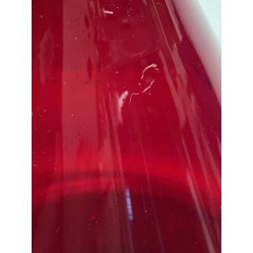VASO MONOFIORE BOTTIGLIA LABORATORIO VETRO SOFFIATO ROSSO ZIRCONIO 22 cm/h '900