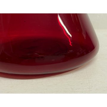 VASO MONOFIORE BOTTIGLIA LABORATORIO VETRO SOFFIATO ROSSO ZIRCONIO 22 cm/h '900