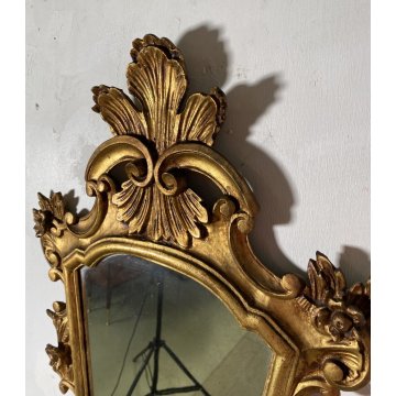 ANTICA SPECCHIERA LIBERTY DORATA epoca 900 LUME MIRROR LAMPADA APPLIQUE CORNICE