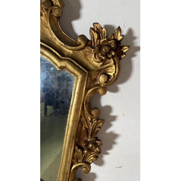 ANTICA SPECCHIERA LIBERTY DORATA epoca 900 LUME MIRROR LAMPADA APPLIQUE CORNICE