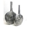 COPPIA GRANDE VASO DECORATIVO ALLUMINIO TEXTURE ETNICA MODERN DESIGN 50/60 cm/h