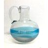 VASO ANFORA OLPE VETRO MURANO SOFFIATO TRASPARENTE AZZURRO GLOBULARE ø24x28cm/h
