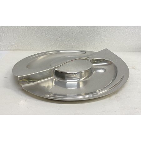 VASSOIO CENTROTAVOLA SCULTURA ALESSI D'APRES CARMELI CAPPELLO ANNI 70 METALLO