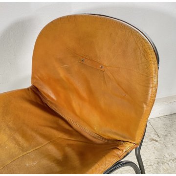 SEDIA DESIGN GASTONE RINALDI MODELLO "SABRINA" PER RIMA ANNI 70 PELLE METALLO